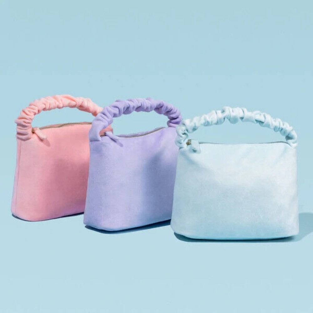Pink Velvet Scrunch Handle Bag